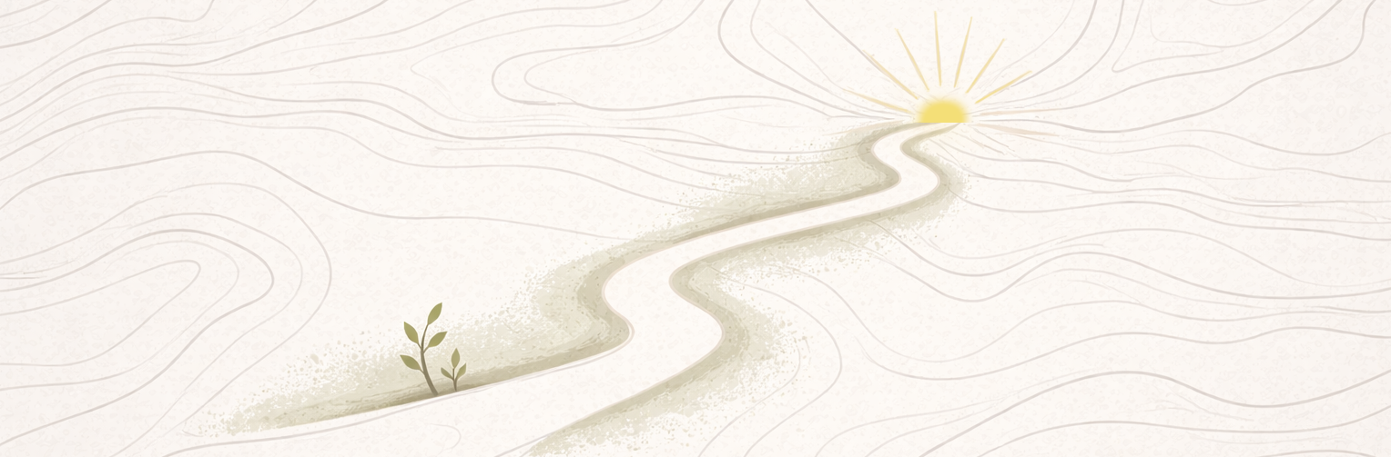 Topographic path illustration representing The Way